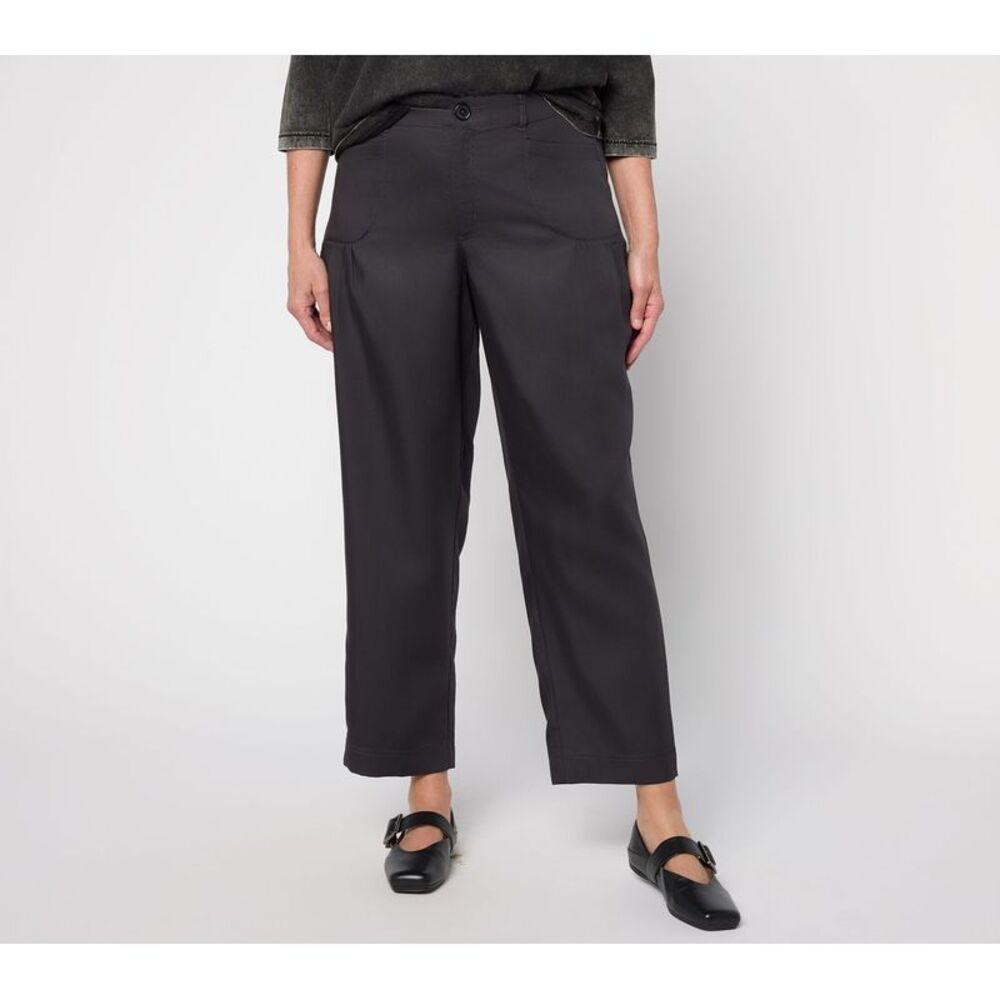 Fashion Women's Petite Pants PS Woven Ankle Length Black